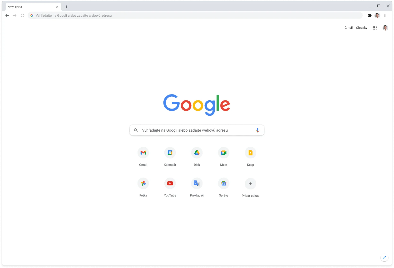 Okno prehliadača Chrome so stránkou google.com.